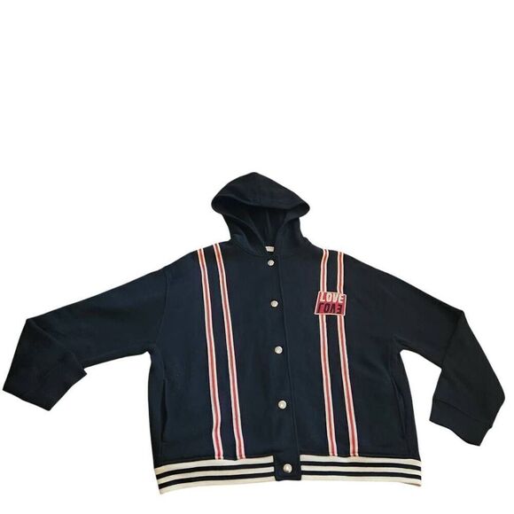 Sandro Paris Love Jacket Mens Large 40 Varsity Bomber Hoodie - Picture 2 of 8